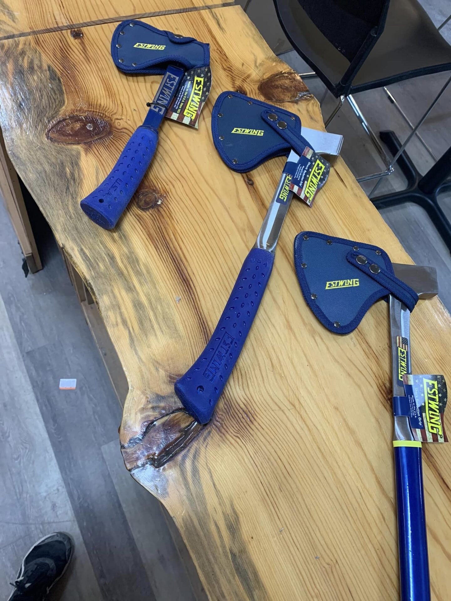 3 Axe covered with the blue cover