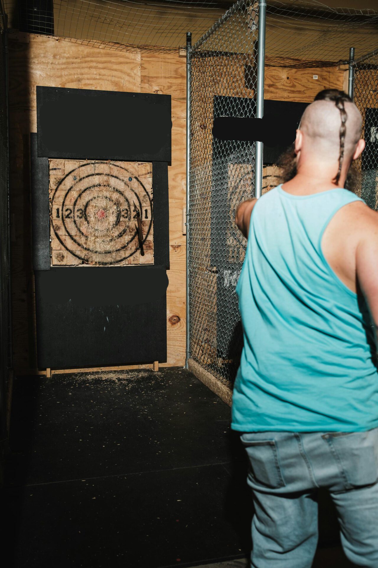 A man throwing an axe